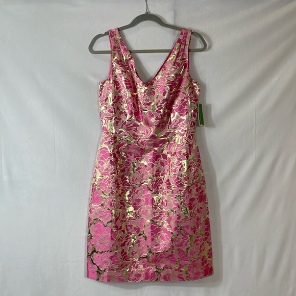 Lilly Pulitzer Dresses & Skirts - Lilly Pulitzer Kiki Dress Size 8 NWT Pink Floral Metallic Gold